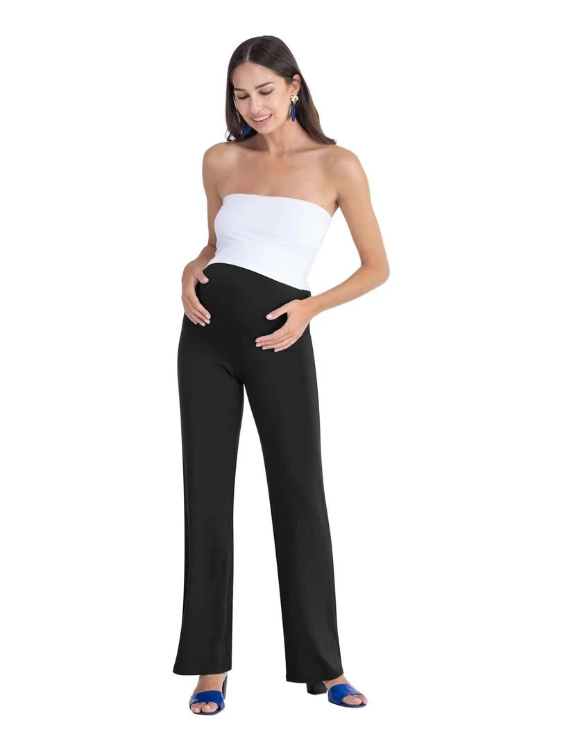Pantalon de grossesse habillé à jambes larges Noir Noir