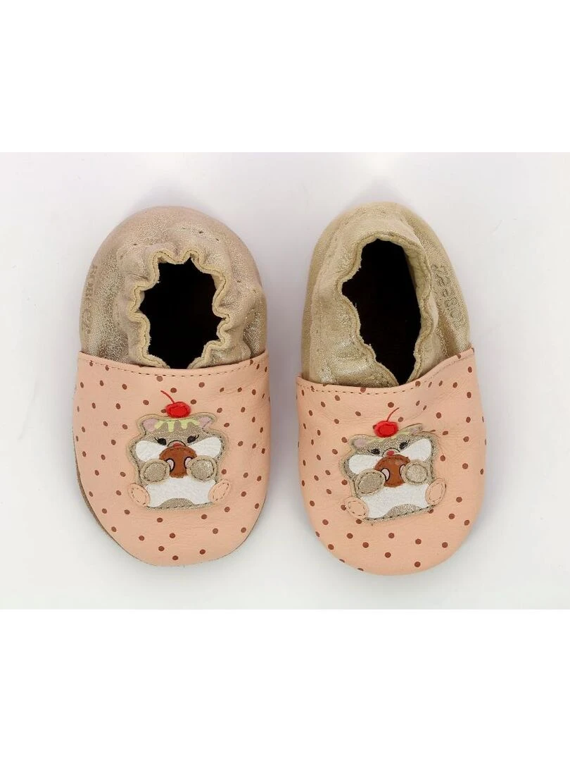 Chaussons Cuir Cookie Lover Rose