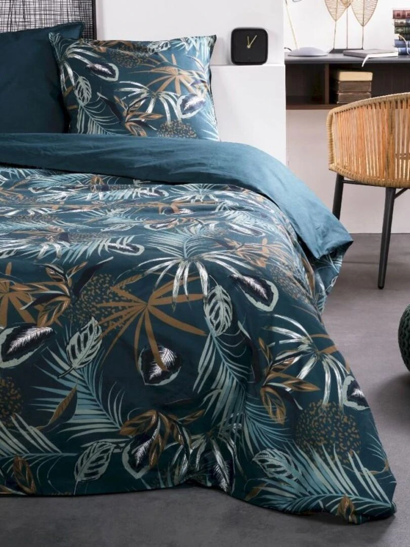 Housse de couette Sunshine Exo + taie(s) 100% coton 57 fils Bleu