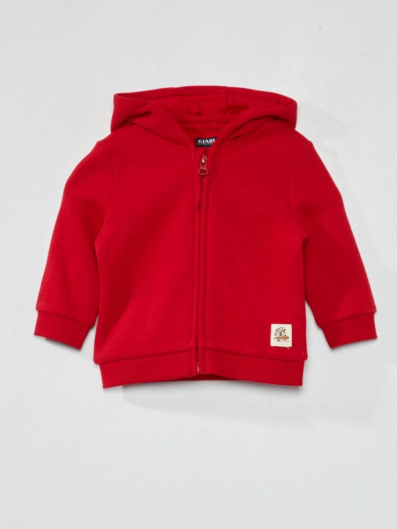 Sweat zippé en molleton Rouge