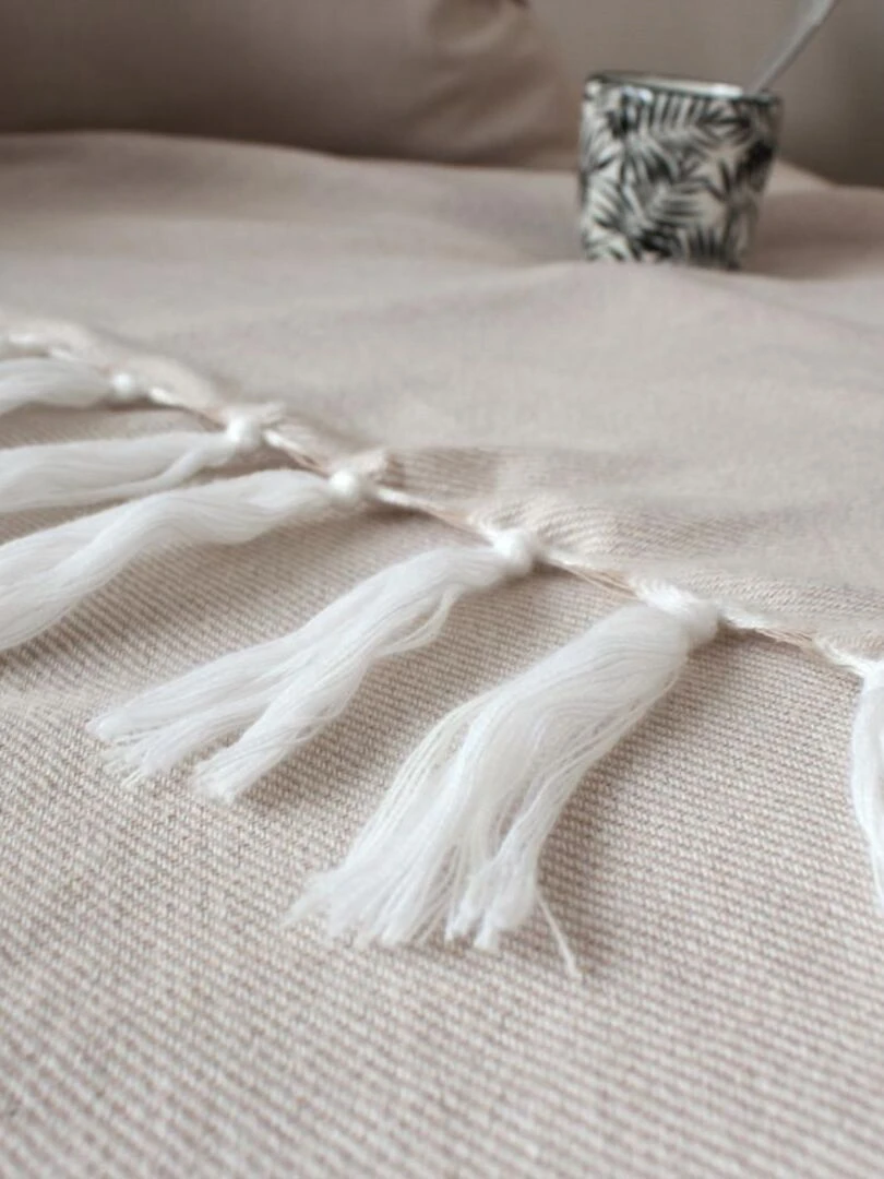 Couverture en jacquard   Beige