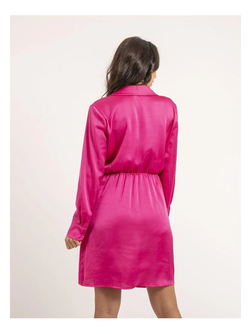 Robe courte satin IDAY Rose fushia