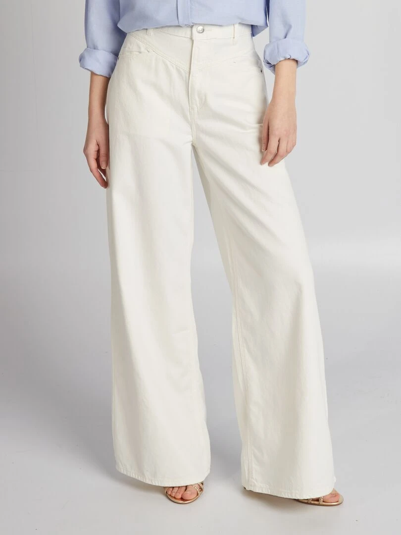 Jean large délavé   Blanc