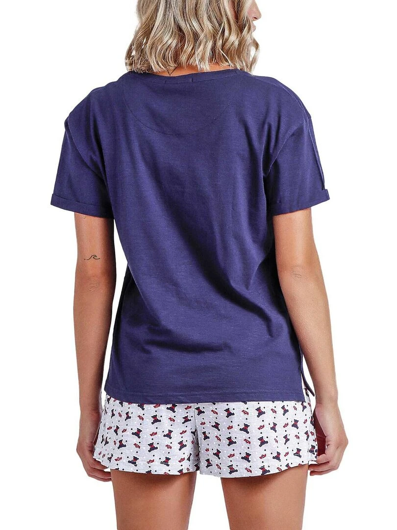 Pyjama short t shirt Cute Teddy Bleu marine