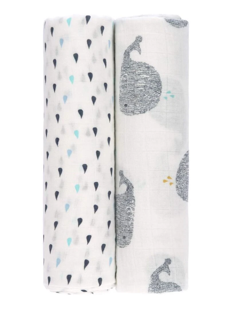 Lange divinement doux XL Little Water Baleine boîte de 2 pcs 120 x 120 cm Multicolore