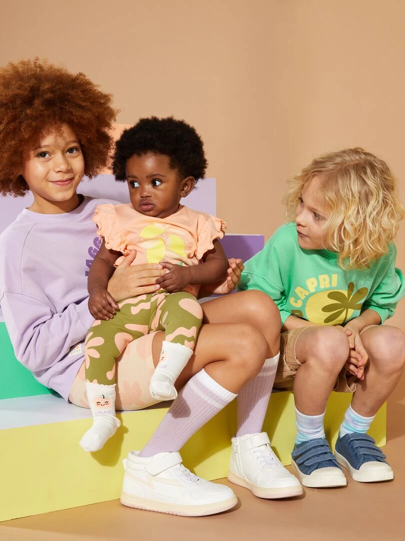 Sweat en molleton à col rond   Grafik Edition   Violet