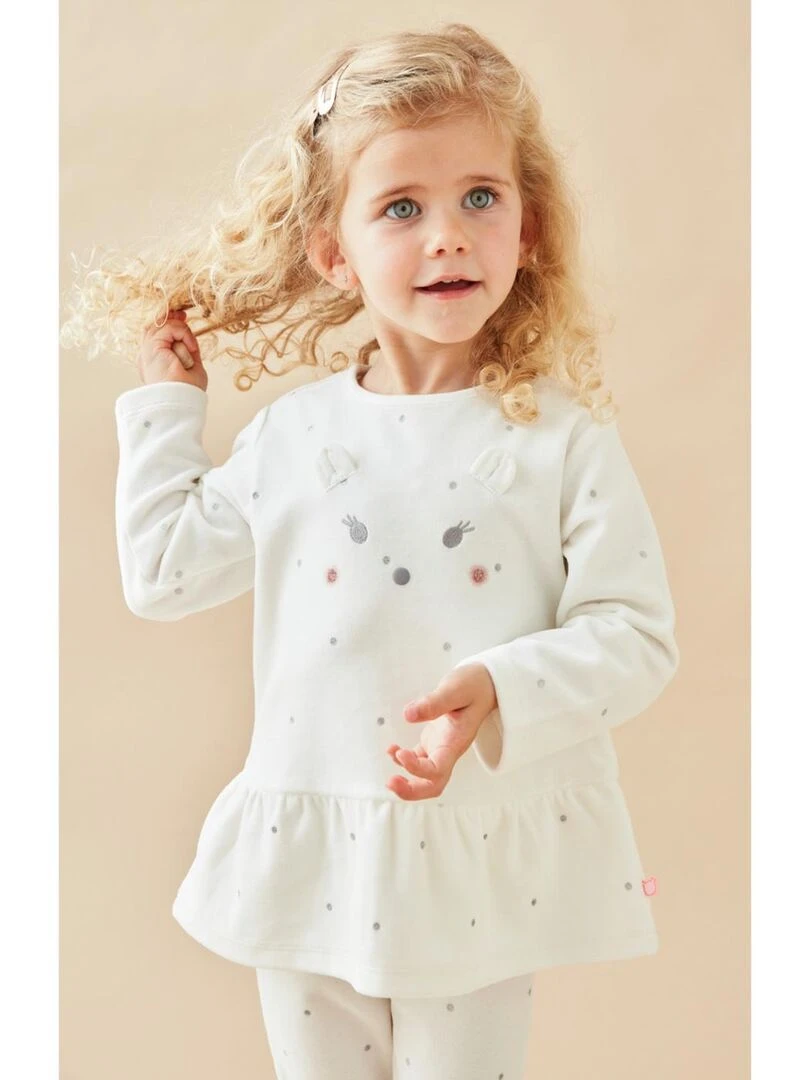 Pyjama 2 pièces à pois en velours Noukie's Blanc