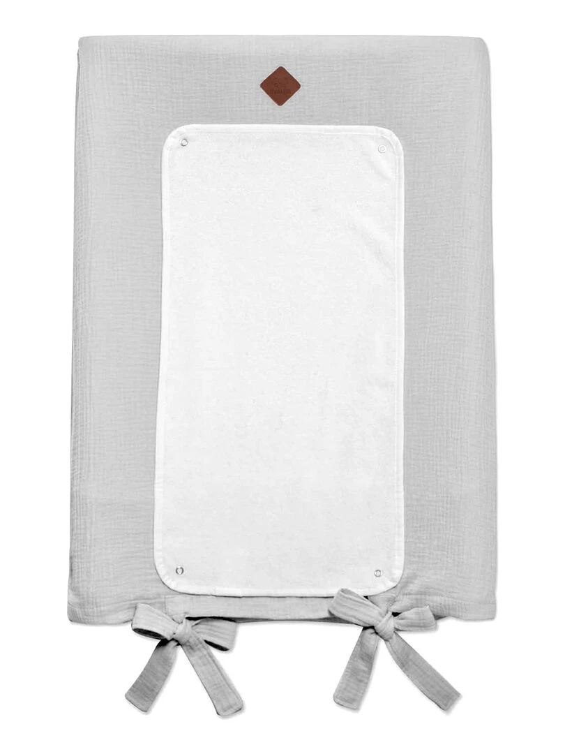 Housse de matelas à langer en gaze de coton Jeanne Gris