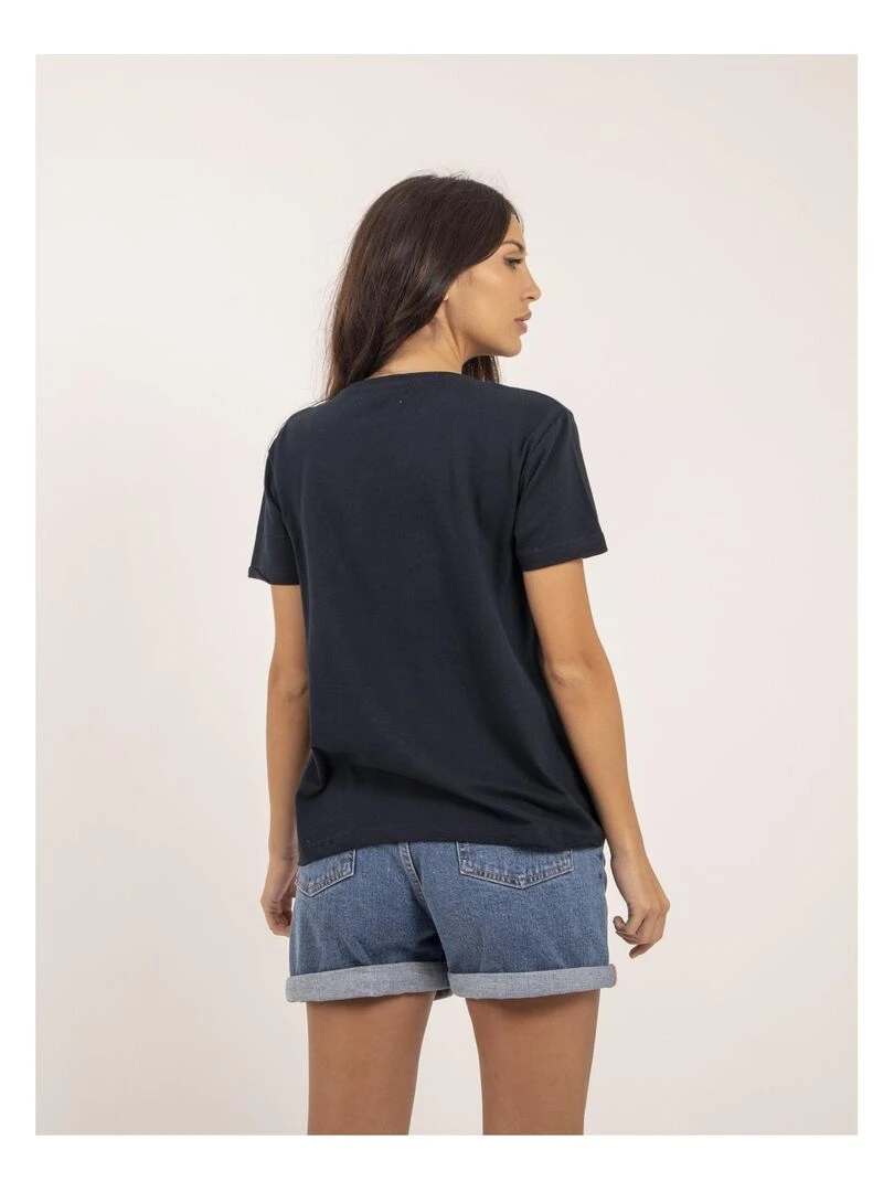 T shirt col rond message FIORELLI Bleu marine