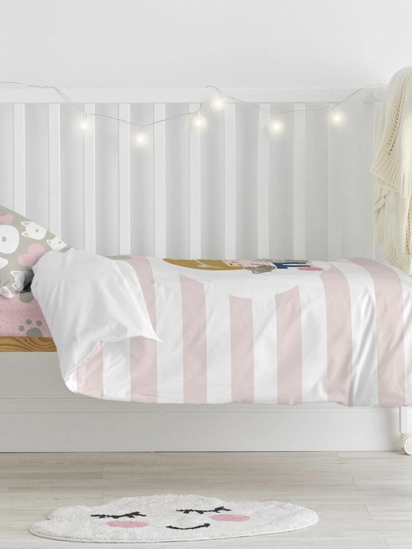 Parure housse de couette 2 pièces Kitty "Happyfriday" Blanc