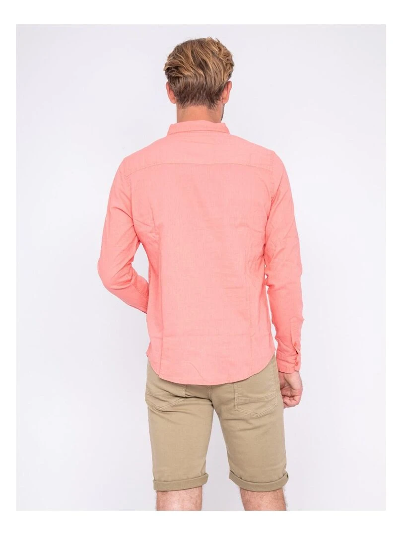 Chemise manches longues lin et coton DALICOT Orange corail