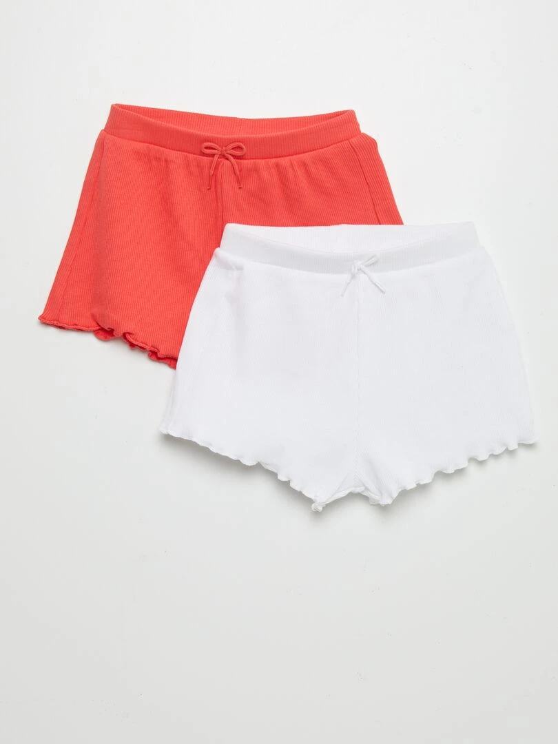 Lot de shorts côtelé 2 pièces Rouge / blanc