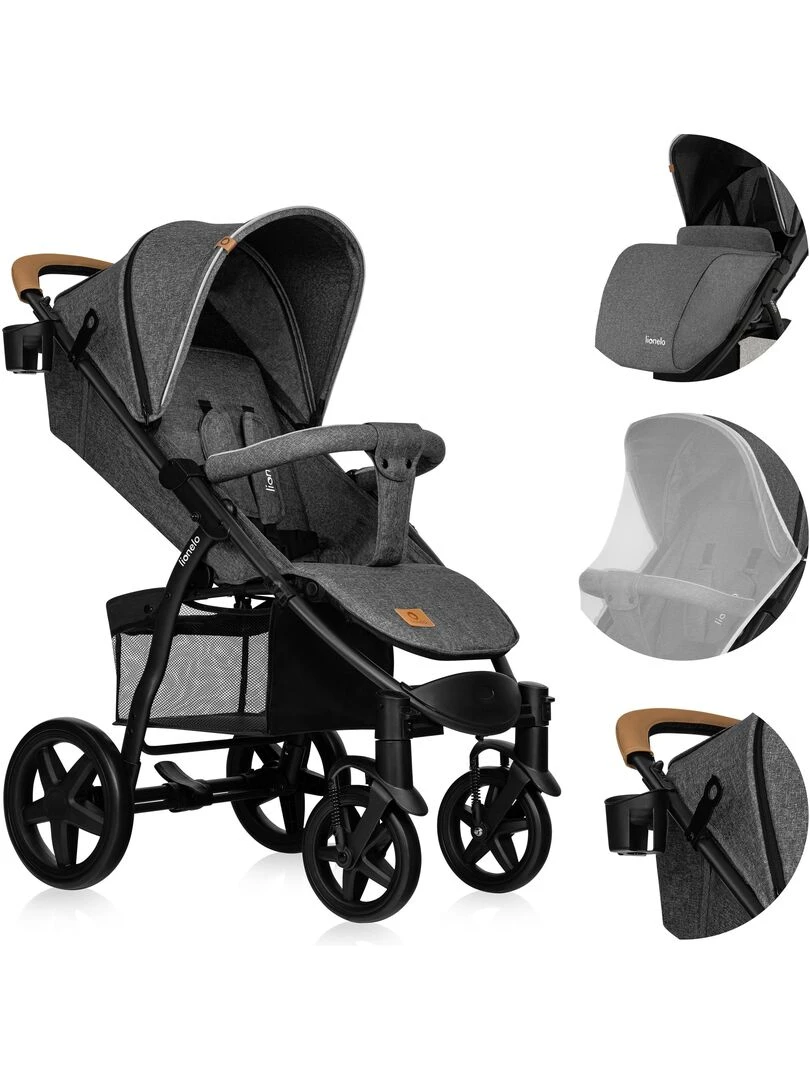 LIONELO Annet Plus Poussette canne universelle Jusqu'à 22 kg Gris foncé Gris foncé