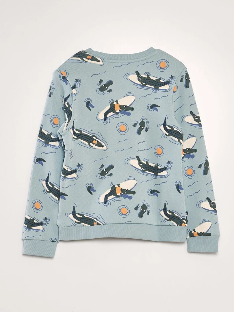 Sweat imprimé en french terry Bleu ciel