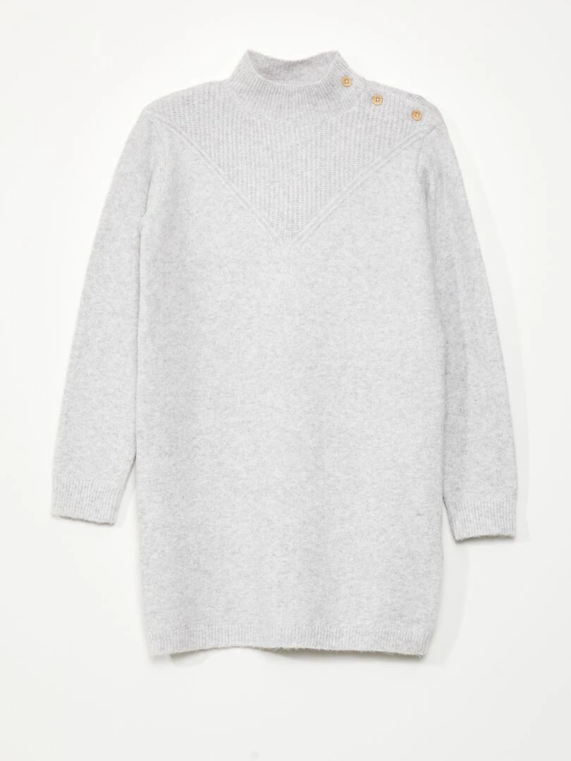 Robe pull en maille col montant   Gris