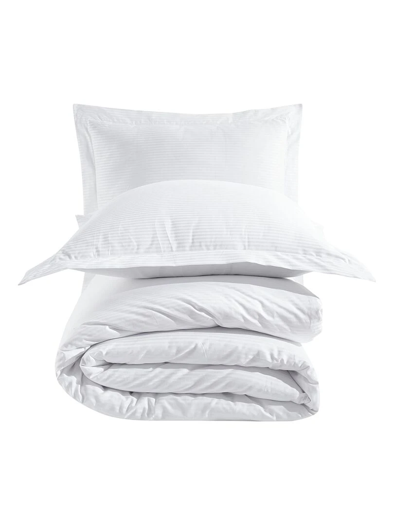 Parure housse de couette et taies d'oreiller   Blanc