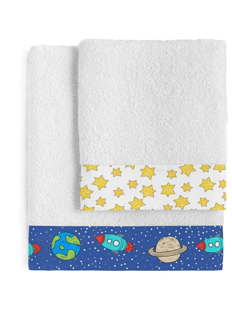 Lot de serviettes Space rocket "Happyfriday" Blanc