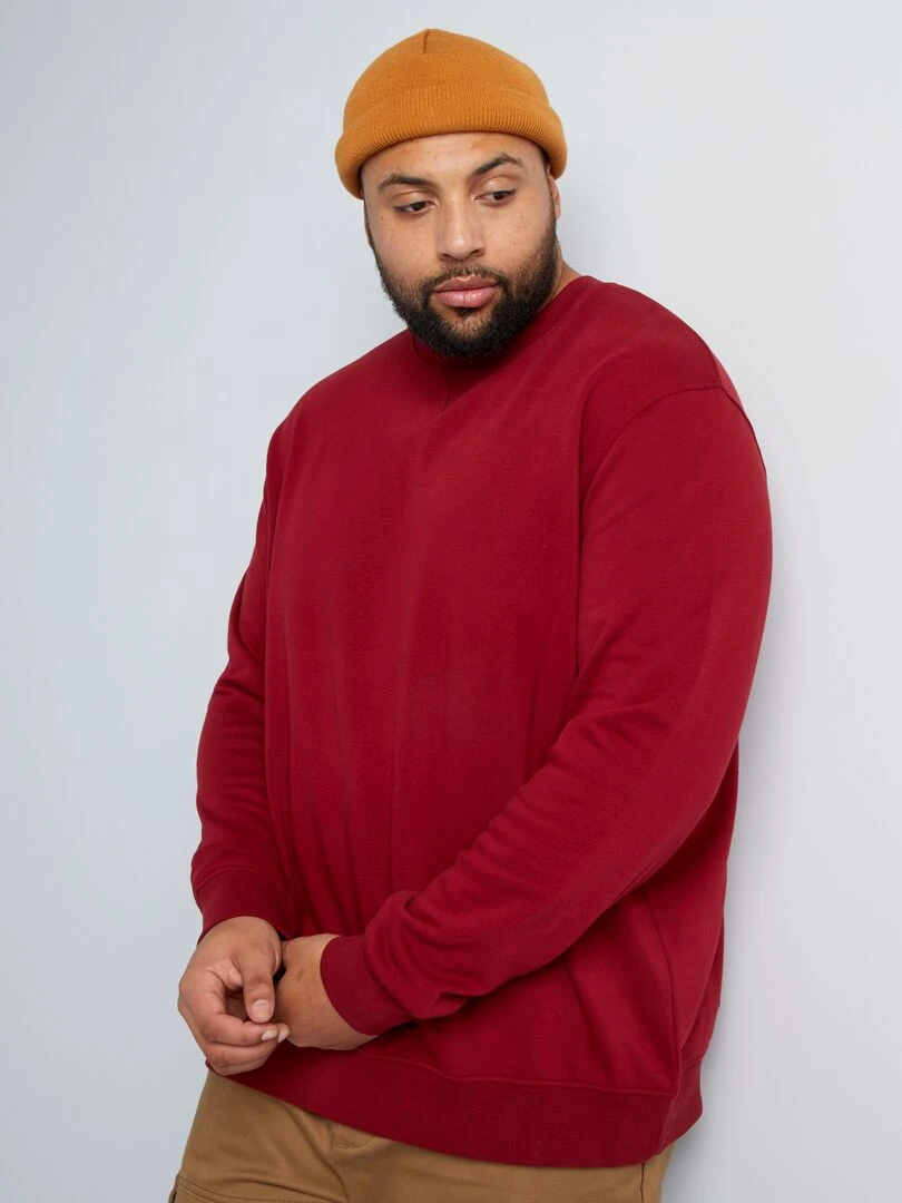 Sweat à col rond en molleton   Rouge