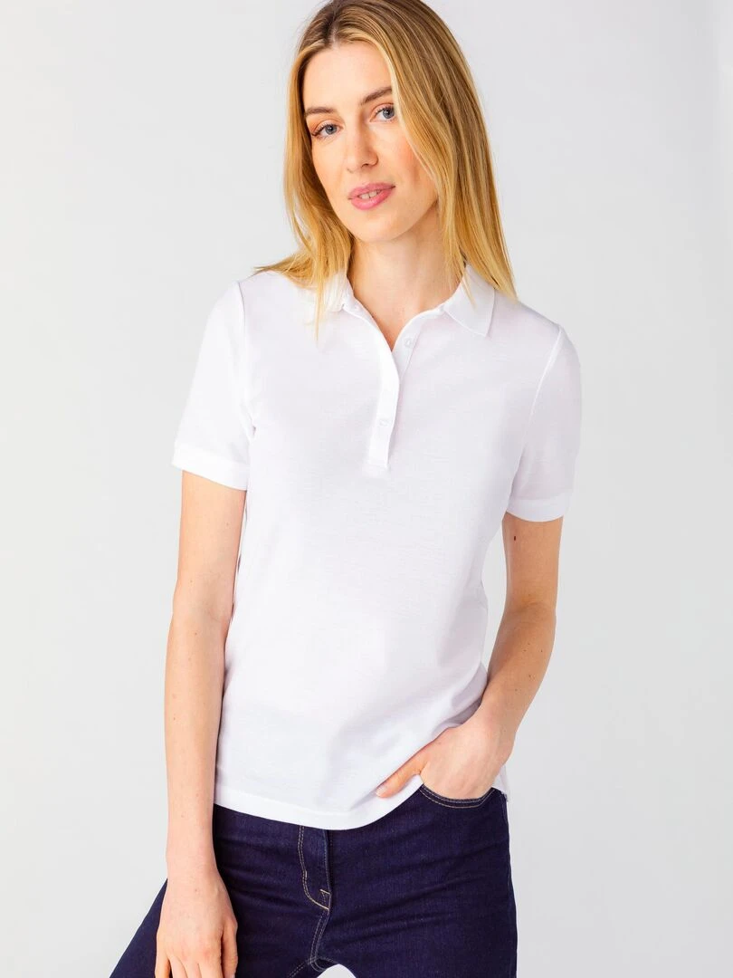 Polo maille piquée   Damart   Blanc