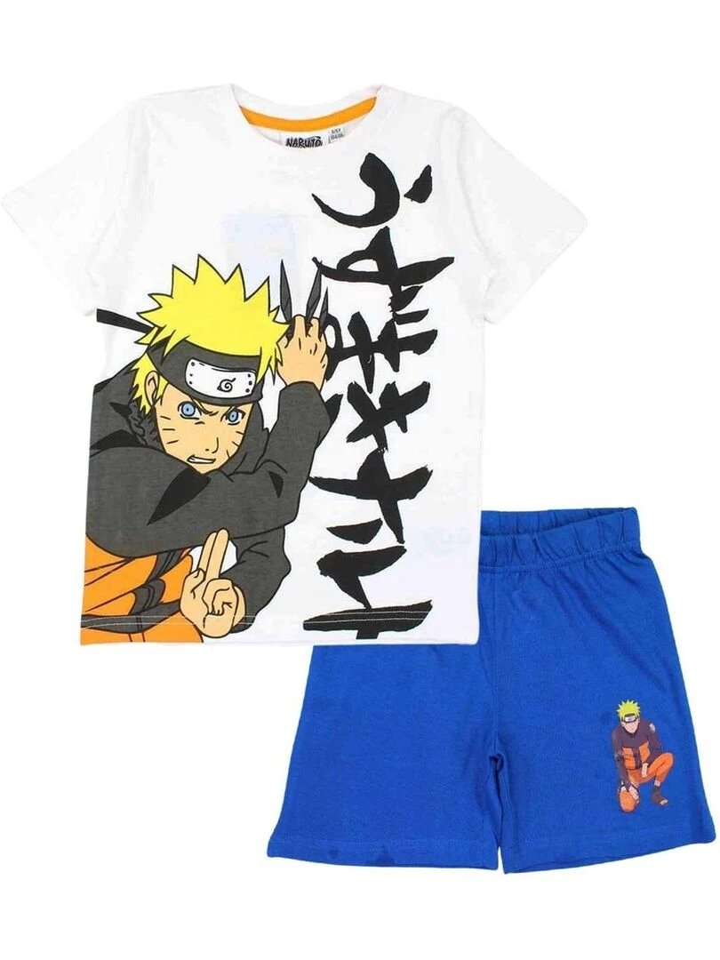 Disney Ensemble T shirt short garçon Imprimé Naruto Blanc