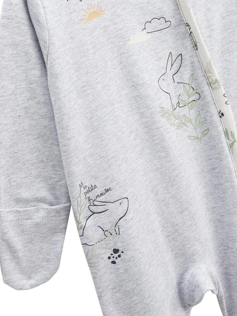 Pyjama bébé ouverture zippée Frimousse   Gris Gris