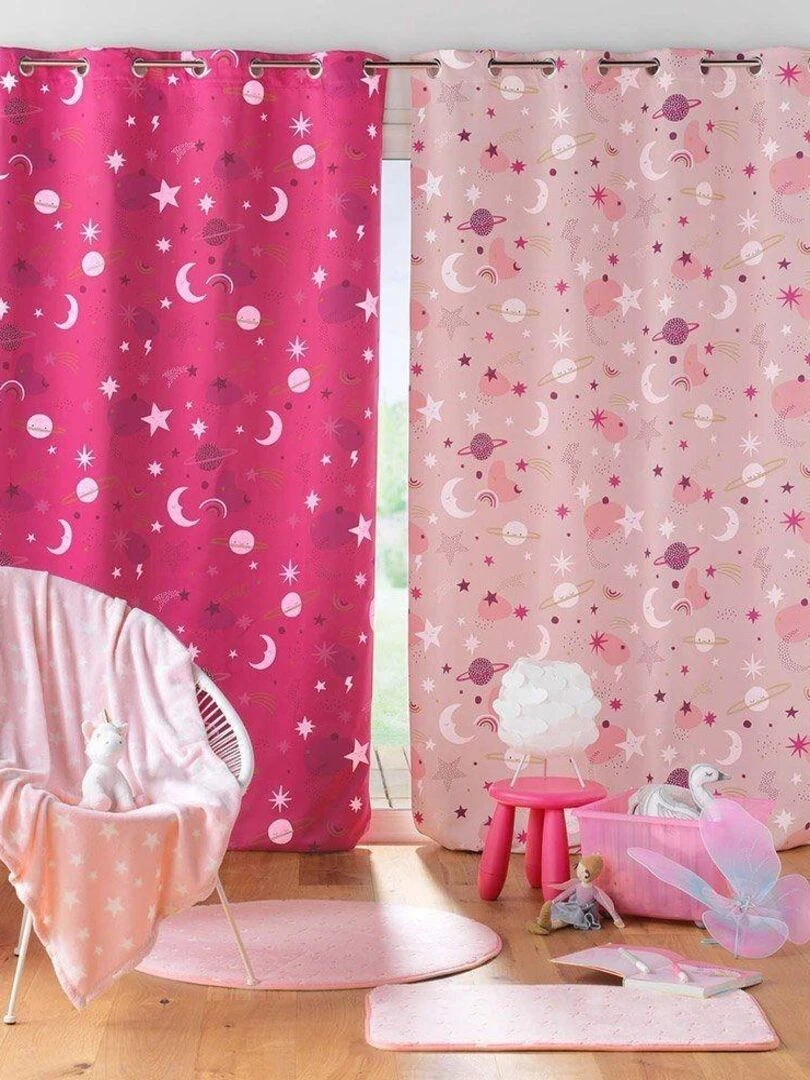 Rideau à œillets occultant 140x260 cm Moonlight rose   Rose