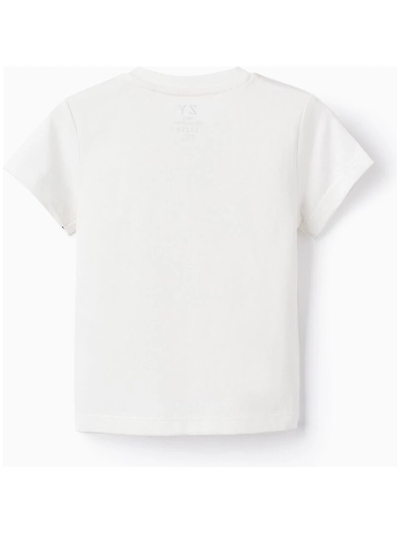T shirt En Coton Pour Bébé Garçon 'Chouette' manches courtes Blanc