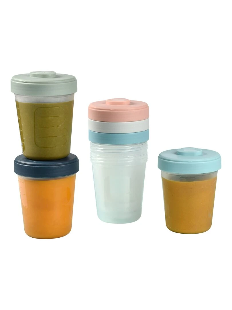 Lot de 6 pots de conservation bleu rose et vert (250 ml) Bleu