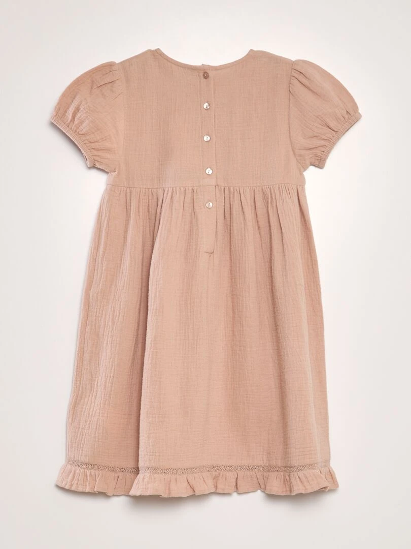 Robe en gaze de coton avec broderie Rose
