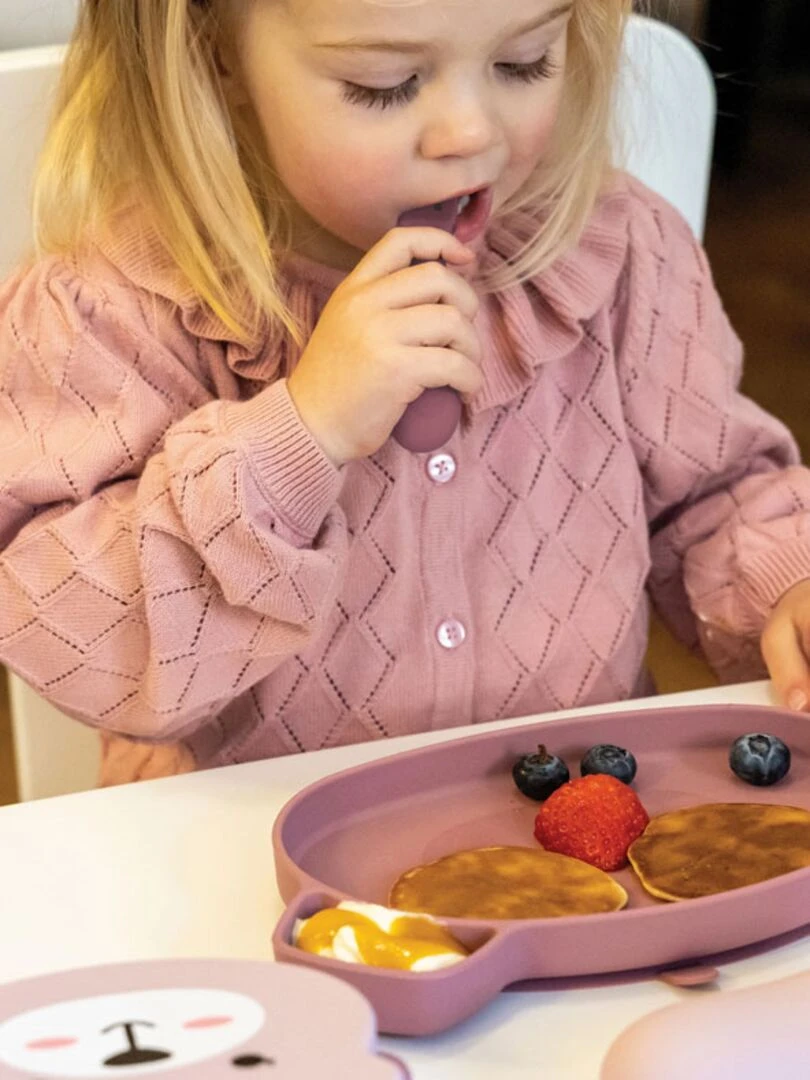 Set repas en silicone Ourson rose Multicolore