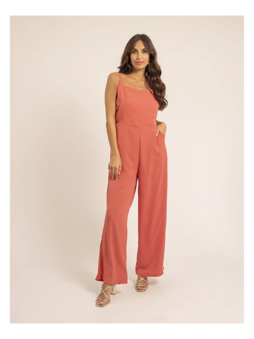Combi pantalon dos nu ELINA Orange corail