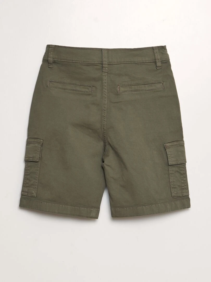 Bermuda droit à taille ajustable avec poches Kaki