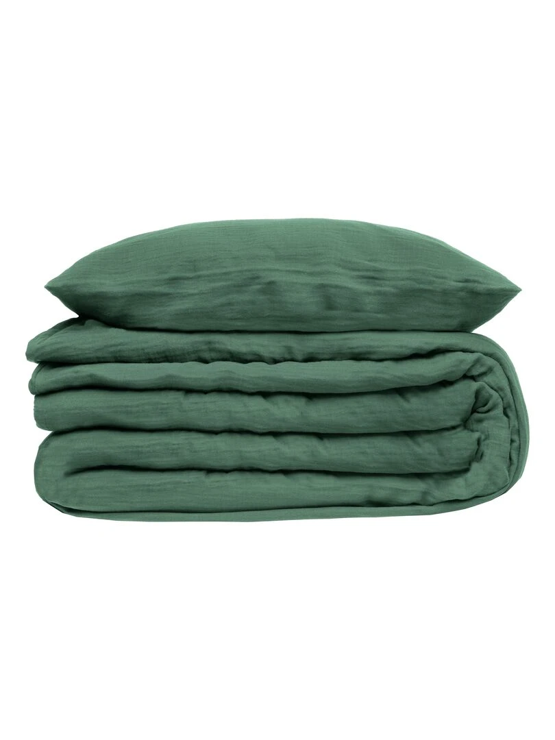 Housse de couette et taies double gaze de coton Doux Reve Rose