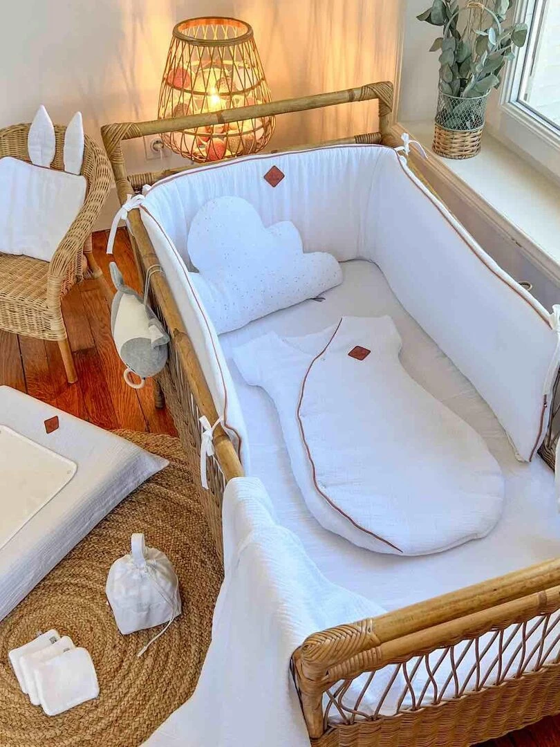 Housse de matelas à langer en gaze de coton  Jeanne   Vert d'eau