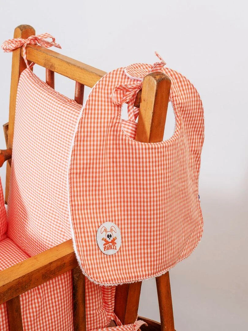 Bavoir en Coton Bio Vichy   Orange