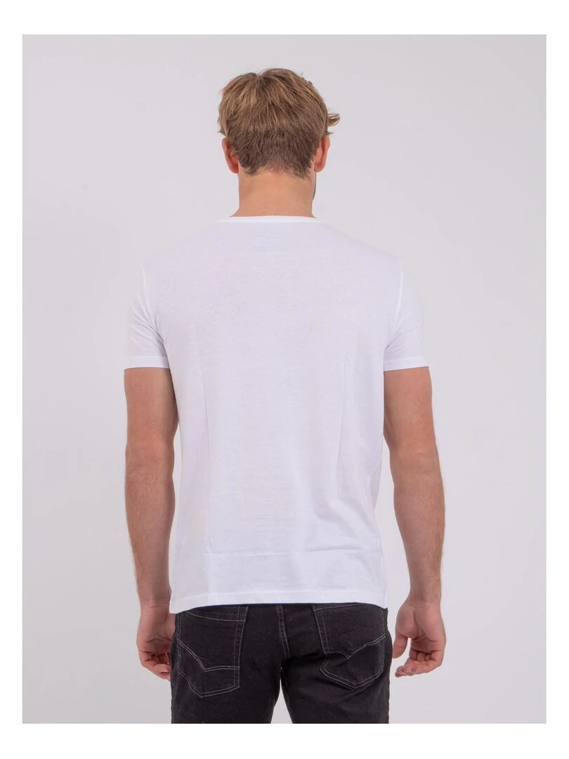 T shirt col rond pur coton NABARZU   Blanc