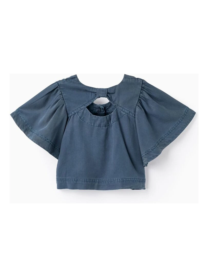 Blouse à manches courtes avec effet cropped pour fille manches courtes Bleu