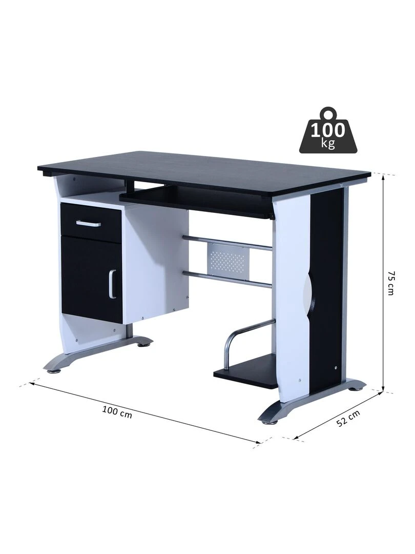 Bureau informatique design MDF noir et blanc   Noir