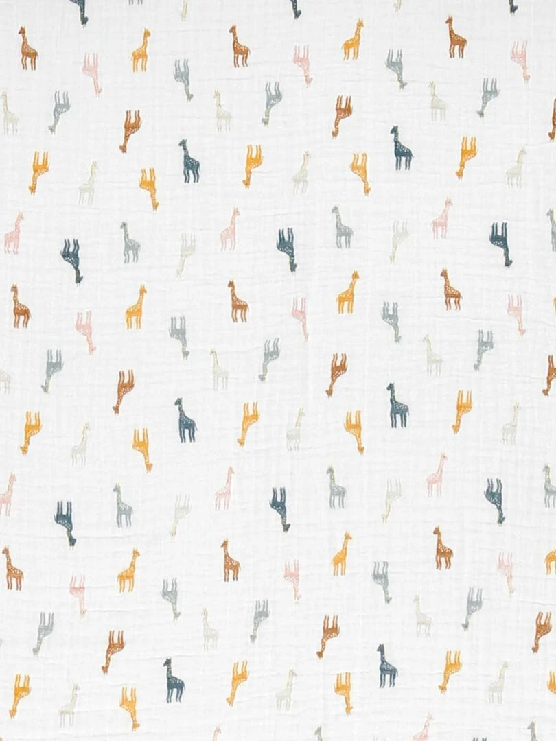 Housse de couette 100x140 cm imprimée giraffes mousseline BIO Noukie's Blanc