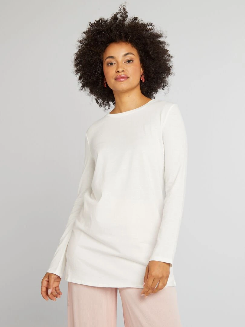 T shirt long à manches longues Blanc