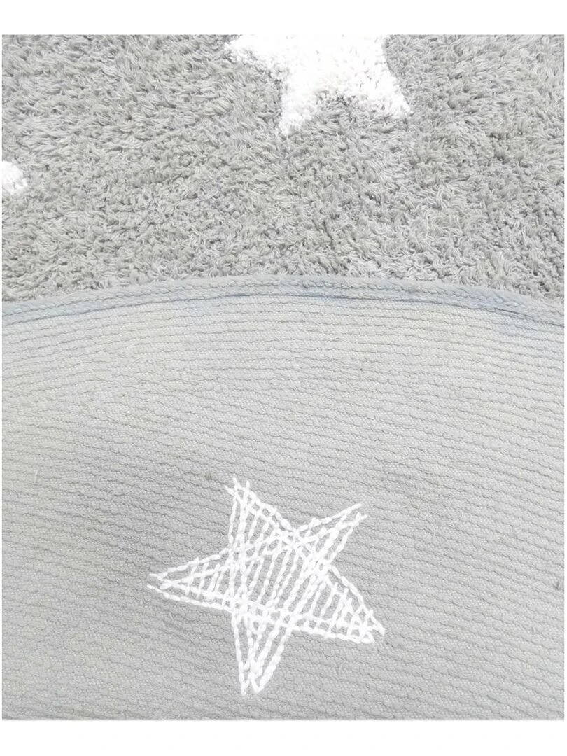 Tapis rond tufté main en coton ETOILE R Care&Fair   Gris