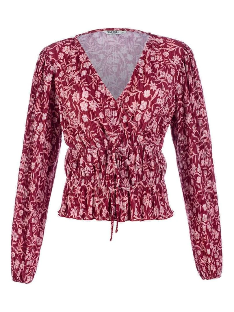 KAPORAL   Blouse plissée cache cœur imprimé floral droite PEPIT   Rouge