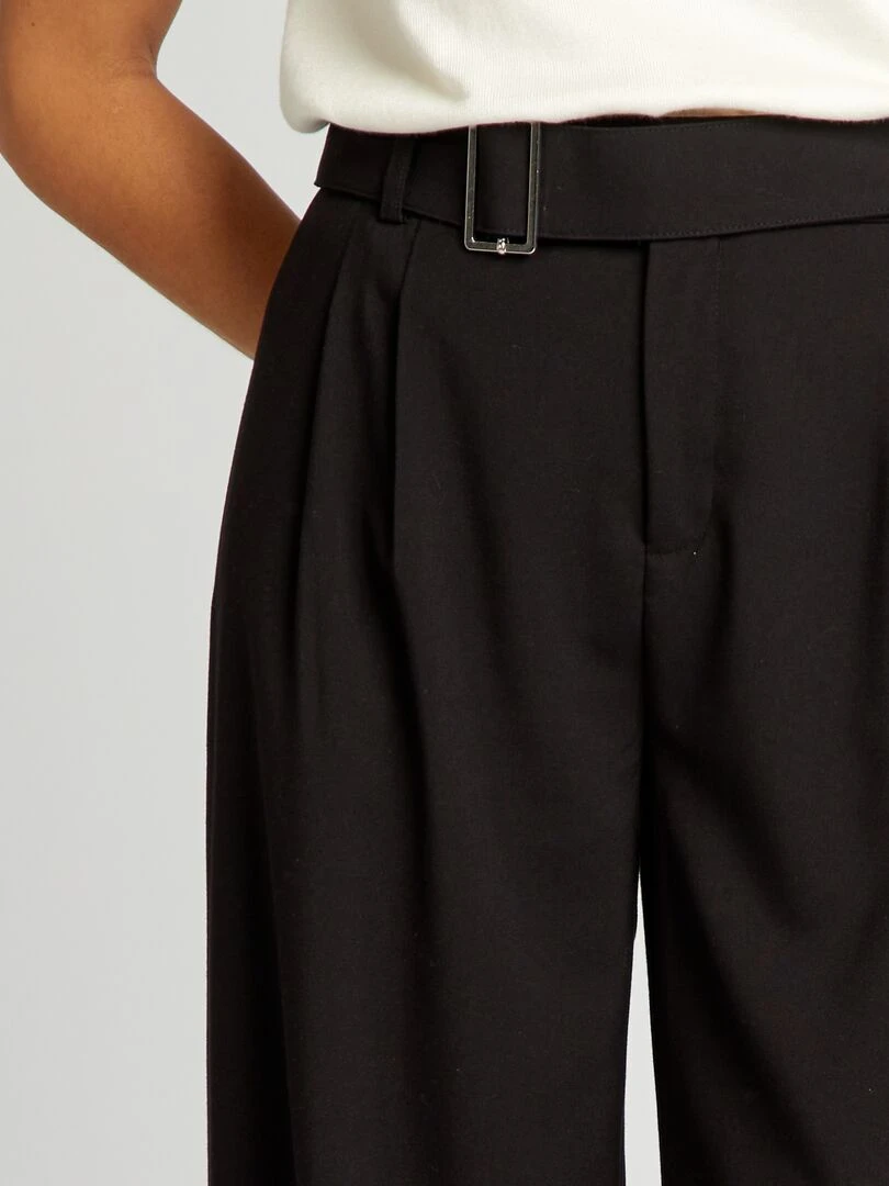 Pantalon large avec ceinture   noir