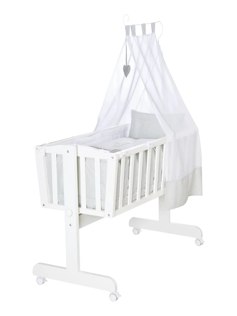 ROBA Berceau Heartbreaker 40x90 cm + Équipement Complet Bois Laqué Blanc Blanc