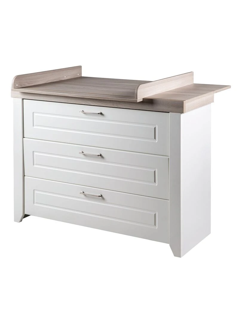ROBA Commode à Langer "Felicia" à 3 Tiroirs Plan Amovible – Style Maison de Campagne – Blanc Blanc