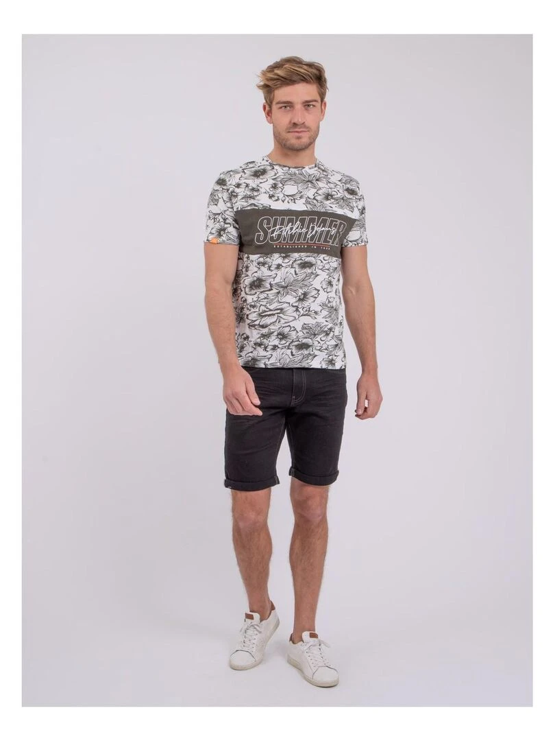 T shirt manches courtes col rond pur coton NOLIBA   Kaki