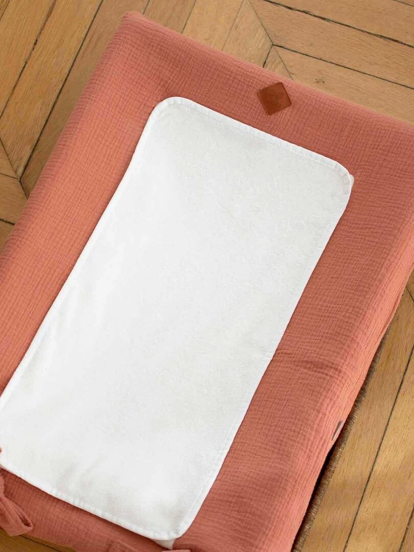 Housse de matelas à langer en gaze de coton Jeanne Vieux rose