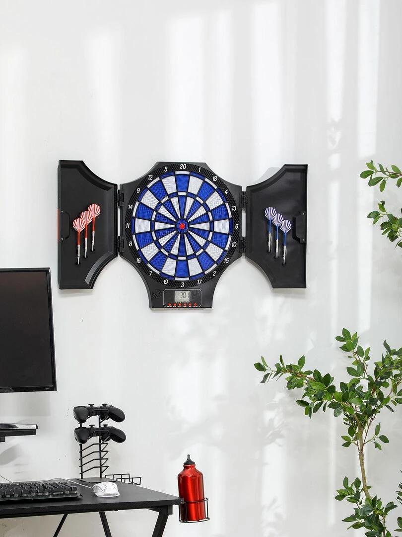 Jeu de fléchettes électronique 2 portes 31 jeux 8 joueurs max.   Noir