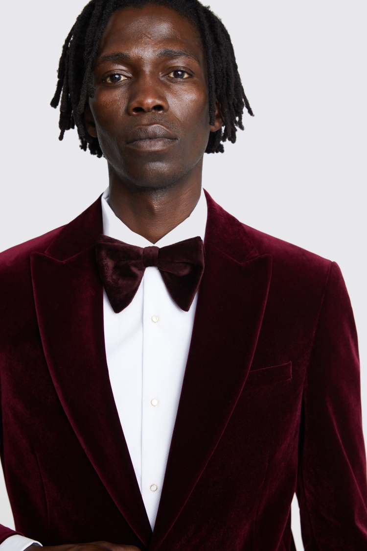 Slim Fit Burgundy Velvet Jacket    Buy Online at Moss