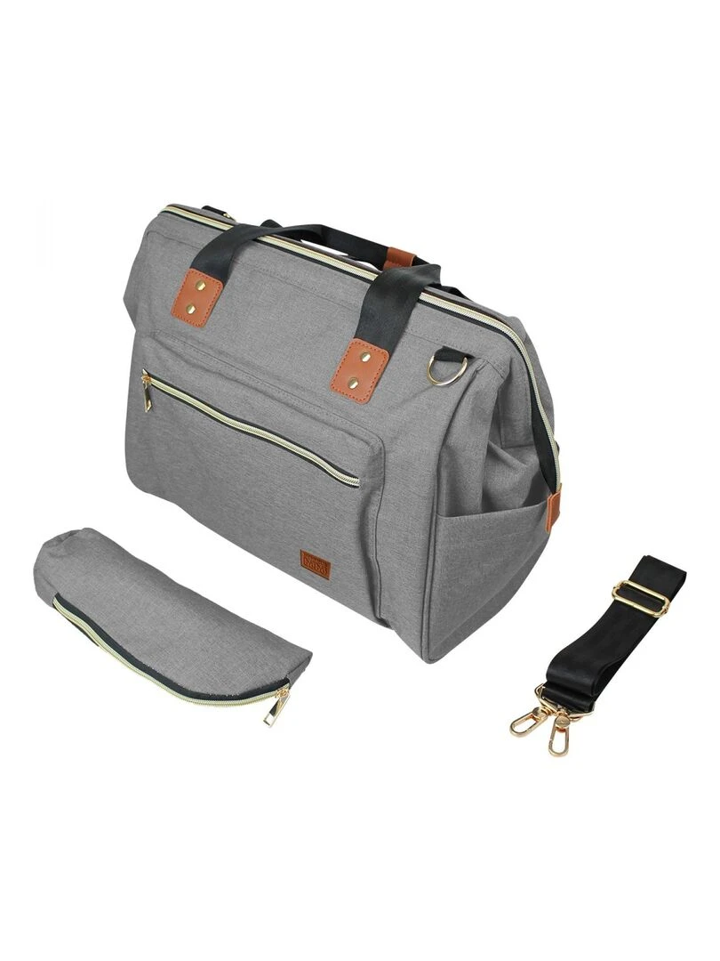 Lot de 5 sacs à langer multifonction pour bébé 12 poches avec trousse isotherme Monsieur Bébé Gris clair
